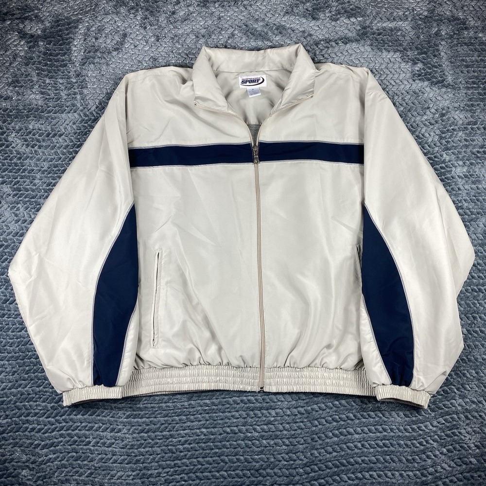 Roundtree & Yorke Sport Y2K Men's Tan Full Zip Casuals Jacket Size XL Vintage
